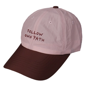 Pink and brown contrast quick-dry baseball cap with Follow Own Path embroidery