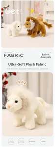 Détail de la peluche lion montrant la texture douce du tissu et les moustaches réalistes