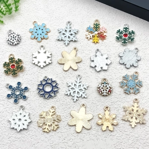 Christmas snowflake alloy charms in various enamel and rhinestone styles for DIY jewelry