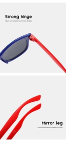 Detail of durable hinges and comfortable non-slip temples on kids dinosaur sunglasses