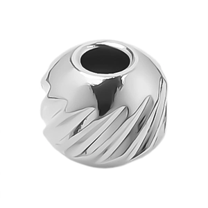 Silver 304 stainless steel bead with spiral texture for DIY necklace and bracelet jewelry