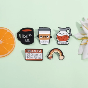 Broche En Émail Café Épingle Alliage Métal Dessin Animé Tasse Pot Slogan Drôle Badge Bijoux Accessoires Pour Vêtements Sacs