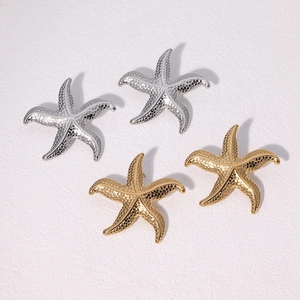 Boucles D'oreilles Étoile De Mer Acier Inoxydable Style Plage Océan Bijoux Mode Pour Femmes Ton Or Argent