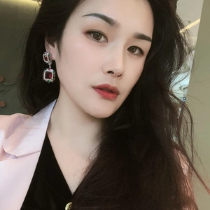 Luxurious bohemian 925 silver needle floral earrings with red square stones and colorful zircons