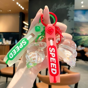 Creative Conch Shell Liquid Keychain Ocean Theme Acrylic Quicksand Bag Pendant With Silicone Strap For Women Girls