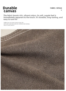 Detail shot of durable tan canvas fabric with reinforced double white stitching texture