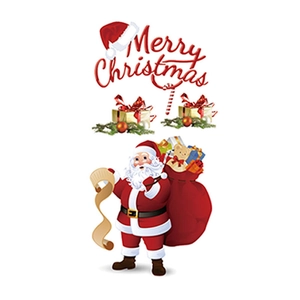 Festive Christmas wall sticker set with Santa Claus and Merry Christmas art for home decor