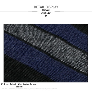 Detailed macro view of thick striped jacquard knit fabric with cozy warm texture