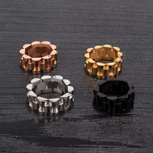 Men's solid watch chain link ring set in gold, silver, rose gold and black finish