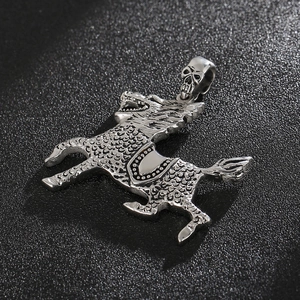 Gothic Pegasus creature pendant in silver titanium steel with intricate scale textures