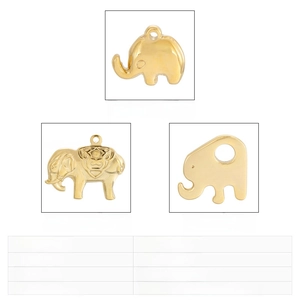 Guide des tailles du pendentif éléphant poli en acier inoxydable doré brillant