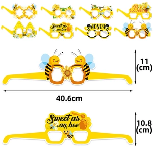 Set of 8 honeybee theme paper party glasses for birthday decorations with size details