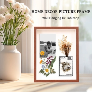 Walnut wood shadow box frame for DIY dried flowers and specimens, wall or tabletop decor
