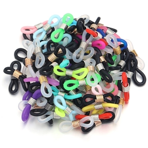 Bulk colorful silicone eyewear anti-slip connectors with metal spring coils for DIY chains