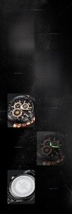 Detail view of racing watch dial features with leather strap and stainless steel case
