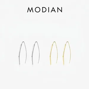 925 Sterling Silver Earrings Minimalist Geometric Curved Line Hook Jewelry For Women High Polished Elegant Style