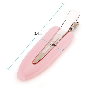 Detailansicht einer 6 cm langen rosa nahtlosen Haarspange mit präzisen Abmessungen