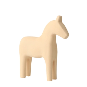 Figurine de cheval scandinave minimaliste en résine beige mat pour déco d'étagère