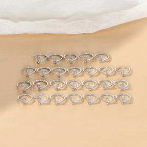 S925 sterling silver initial rings set with zircon accents and adjustable bands