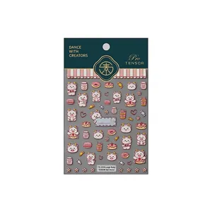 3D embossed cartoon dragon nail art stickers with cute dessert patterns and relief texture
