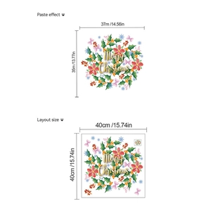 Detail showing Merry Christmas wreath wall decal layout and its dimensions 37x35cm