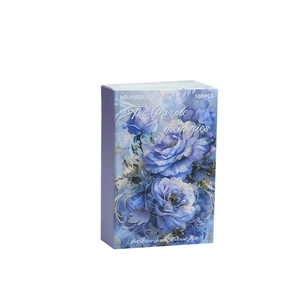 Lost Relics Series vintage paper material book with 100 pieces of purple floral designs