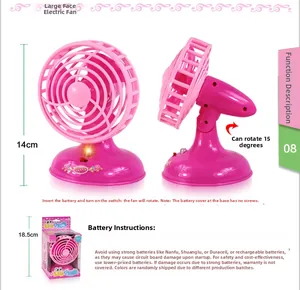 Pink toy fan with 15-degree adjustable tilt head and 14cm portable size for kids