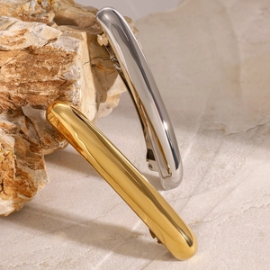 Barrettes à cheveux minimalistes en acier inoxydable poli finitions or et argent