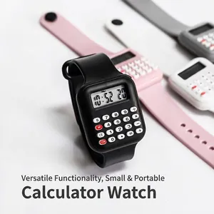 Multifunctional digital calculator watch for kids with silicone strap and LCD display