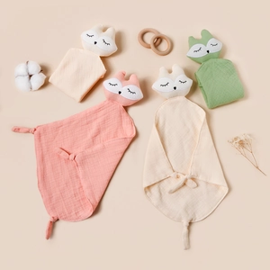 Baby Fox Lovey Security Blanket Cotton Muslin Soft Breathable Sleep Companion Comforter For Infants Newborns