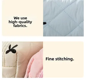 Macro detail of diamond quilted fabric with fine stitching for large pencil case