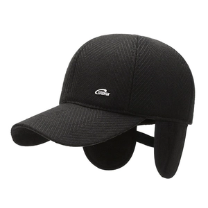Herren Winter-Baseballkappe mit Fischgrätenmuster, Ohrenschützern und warmem Fleecefutter