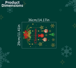 Detailed dimensions of Christmas door sticker showing width 36cm and height 29cm