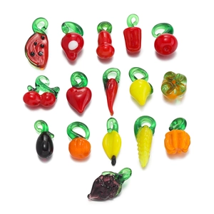 Assorted colorful glass fruit and vegetable charms for DIY jewelry making and crafts