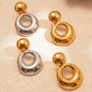 Boucles d'oreilles créoles géométriques en acier inoxydable doré 18 carats et argent