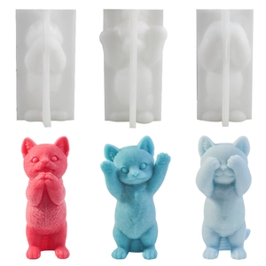 Moule En Silicone Chat Mignon DIY Bougie Parfumée Plâtre Résine Artisanat Outils Texture Fourrure Décoration Maison Cadeau