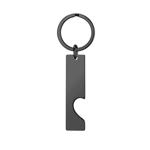 Polished black stainless steel heart pendant keychain with functional bottle opener