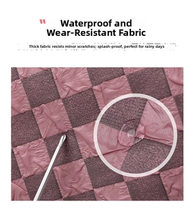 Detailed view of waterproof and scratch-resistant checkered fabric for travel bag