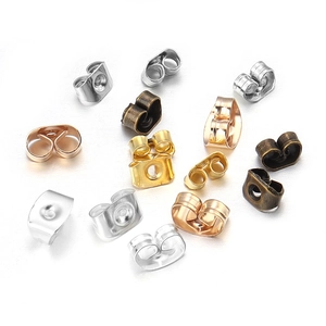 Bulk pack of butterfly earring backs in gold silver and rose gold metal finishes