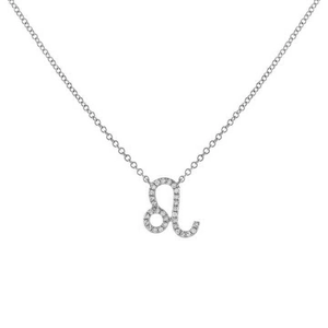 Dettaglio della collana con ciondolo zodiaco Leone argento e intarsio di zirconi