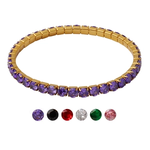 18K gold plated titanium tennis bracelet with multi-colored round cubic zirconia stones