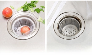 Kitchen sink filter bags with fine and coarse mesh for food waste drainage and prevention