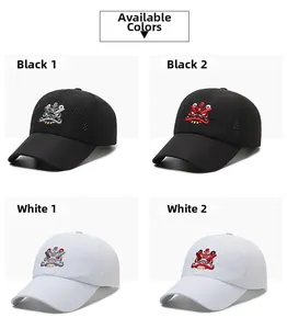 Detail of breathable quick-dry baseball caps with traditional Chinese lion head embroidery