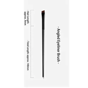 Flat angled eyeliner brush A102 with 140mm black handle and 4mm synthetic bristles
