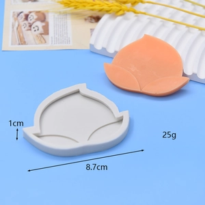 Peach shaped silicone mold for DIY baking and chocolate making with size specifications