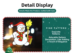Close-up of Christmas snowman glass sticker with glitter finish for festive window decor