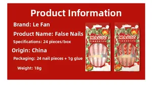 Christmas press-on nail kit set including 24 tips and glue with festive red reindeer patterns