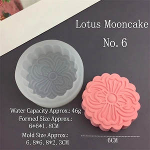 Detailed lotus flower mooncake silicone mold with 6cm dimensions and clear petal textures