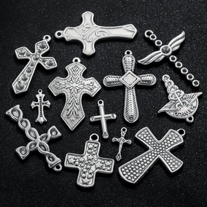 Retro stainless steel cross pendants and medical charms in polished silver finish