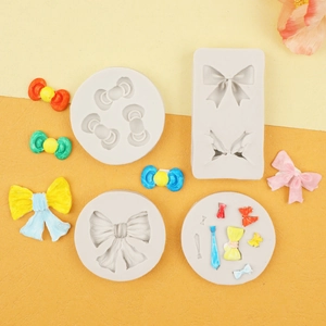 Schleifen-Silikonform-Set für Fondant-Kuchendekoration und DIY-Bastelarbeiten, 4-teilig